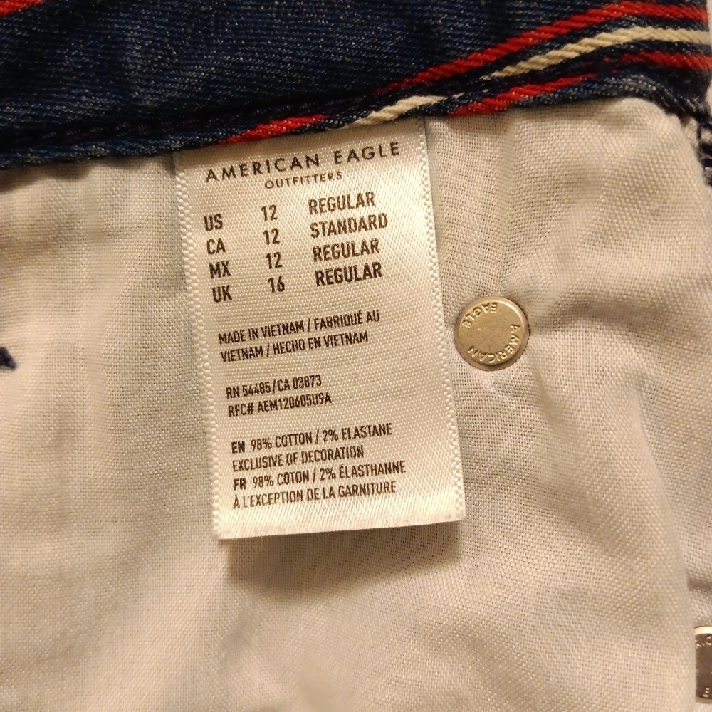 American Eagle| Hi-Rise Mini Stretchy Sz. 12 Y2K Beach Coastal Red White & Blue - Picture 10 of 10
